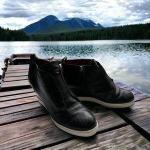 Black Wedges Zip Up Sneaker Bootie L.. Paolo Ladies Size 9.0  Faux Vegan Leather